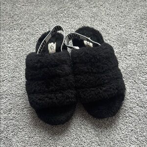 Black Ugg Fluff Yeah Slide